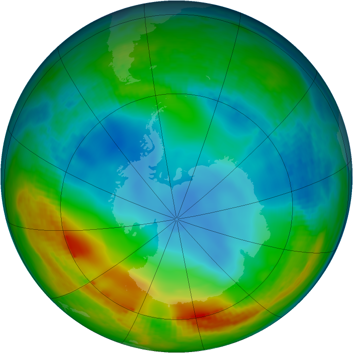 Antarctic ozone map for 16 June 1984